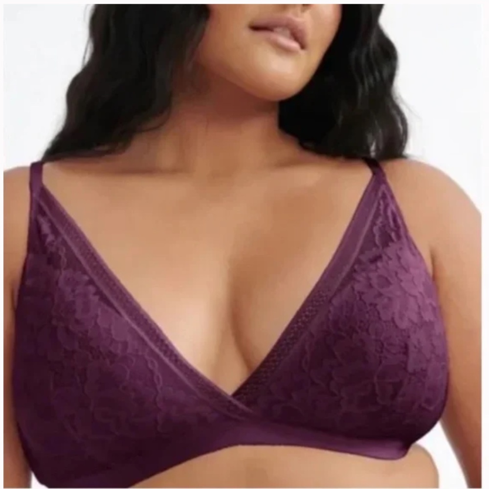 Knix Lace Deep-V Bralette Sz XL in Deep Purple